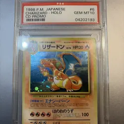1998 P.M. Japanese Charizard Holo CD Promo #6 PSA 10 with Ancient Mew Promo Card - Image 2