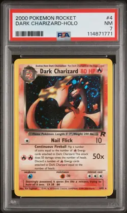 2000 Pokemon Rocket #4 Dark Charizard Holo PSA 7 NM *Swirl* - Image 1