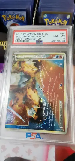 2010 Pokemon Suicune & Entei LEGEND Holo HG & SS Unleashed PSA 8 NM-MT #94 #95 - Image 5