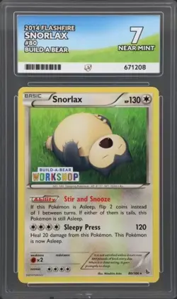 Pokemon Snorlax 80/106 Flashfire Build a Bear Ace Near Mint 7 - Image 1