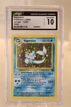 CGC 10 GEM MINT Vaporeon 1999 Jungle 12/64 Holo Pokemon Card - Image 4