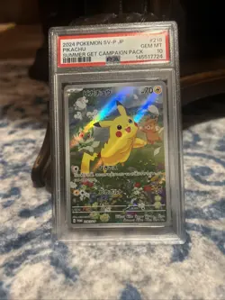PSA 10 Pikachu Summer Card Get Campaign Pack 218/SV-P Pokemon Japanese Promo - Image 1