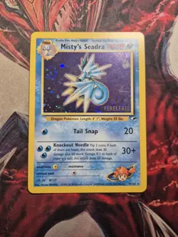 Pokemon TCG Misty's Seadra Holo Rare Gym Heroes Prerelease 9/132 LP - Image 1