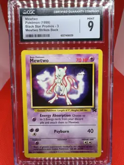 CGC MINT 9 Mewtwo 1999 Black Star Promos 3 Pokemon TCG Mewtwo Strikes Back - Image 1