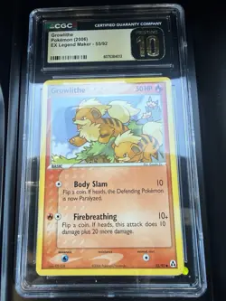 Pokemon TCG 2006 Growlithe Ex Legend Maker 55 CGC 10 Pristine - Image 5