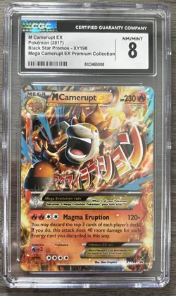 2017 Pokemon M CAMERUPT EX Black Star XY 198 Mega Premium Collection CGC 8 - Image 1