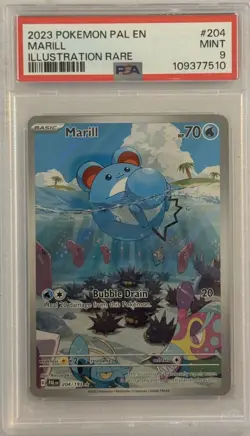 2023 Pokemon Marill #204 PAL Illustration Rare PSA 9 Mint Scarlet & Violet - Image 1