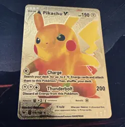 Pikachu V Gold Foil Fan Art Vinyl Collector Pokemon Display Card 170/185 - Image 1