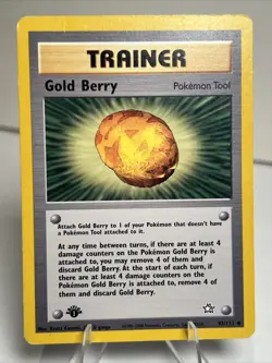 DAMAGED Gold Berry 1st Edition 93/111 Neo Genesis AUTHENTIC Pokemon Card - Image 1