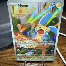 Minun 194/182 Paradox Rift Illustration Rare Pokemon TCG Card Holo NM - Image 1
