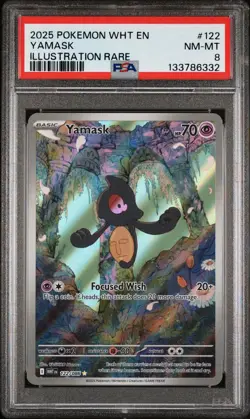 2025 POKEMON WHT EN-WHITE FLARE ILLUSTRATION RARE #122 YAMASK PSA 8 - Image 1