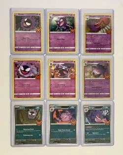 (9) Pokemon TCG Ghastly Haunter Gengar From All BOOster Bundles with Stamps NM - Image 1