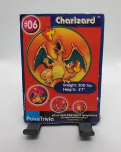 1999 PokeTrivia Pokemon Charizard #06 Non Perforated Burger King Promo Vintage - Image 1