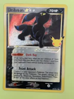 Pokemon Umbreon Star 17/17 Celebrations Classic Collection Holo Stamped Card TCG - Image 3