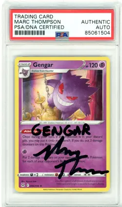 PSA Signed Marc Thompson Pokemon TCG Gengar 066/196 Swsh11: Lost Origin Holo - Image 1