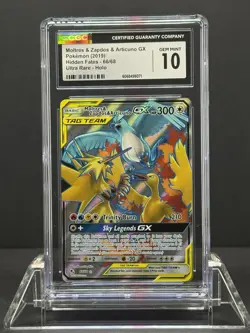 Pokemon TCG Moltres Zapdos Articuno GX Full Art Card 66/68 Hidden Fates CGC 10 - Image 1