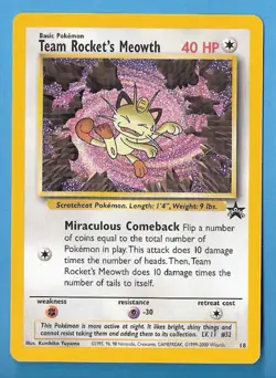 2000 Pokemon Black Star Promo - Team Rocket's Meowth #18 NM/MT - Image 1