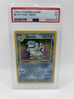 1999 POKEMON BASE SET UNLIMITED #2 BLASTOISE-HOLO PSA 5 - Image 1