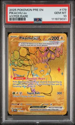 2025 POKEMON PRE EN-PRISMATIC EVOLUTIONS HYPER RARE #179 PIKACHU EX PSA 10 - Image 1