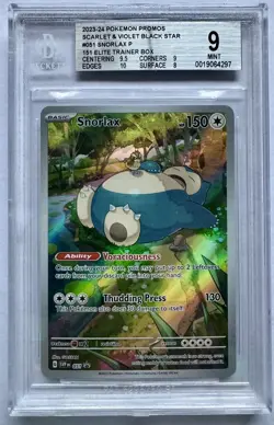 2023-25 Pokemon SV Black Star Promos SVP EN Snorlax #051 BGS 9 MINT - Image 1