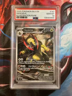 2025 Pokemon BLK En Haxorus Illustration Rare #147 PSA 10 Gem Mint - Image 1