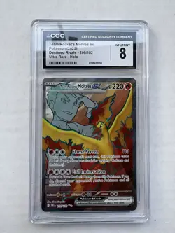 Pokemon Team Rocket's Moltres ex Ultra Rare Holo Card CGC 8 208/182 - Image 1