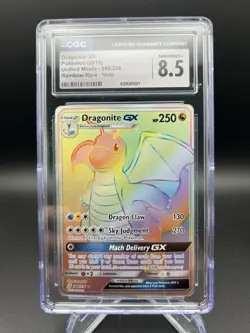 2019 POKEMON SUN & MOON UNIFIED MINDS SECRET #248 FULL ART/DRAGONITE GX CGC 8.5 - Image 1