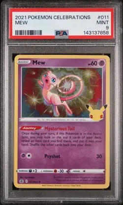 2021 Mew Holo Rare Pokemon TCG Celebrations 011/025 PSA 9 Mint - Image 1