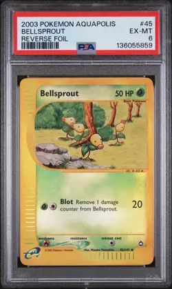 2003 POKEMON AQUAPOLIS #45 BELLSPROUT-REVERSE FOIL PSA 6 - Image 1