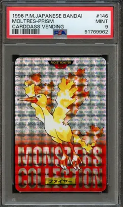 PM - 1996 Pokemon - Japanese Bandai - #146 - Red - Moltres-Prism - PSA 9 - MINT - Image 1