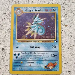 Pokemon Misty's Seadra 9/132 Gym Heroes Prerelease Holo Rare Card 2000 English - Image 1