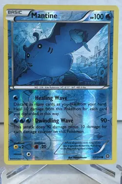 Pokemon TCG Card Steam Siege Reverse Holo Mantine 27/114 Pokemon - Image 1