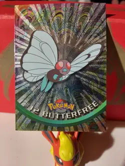 BUTTERFREE #12 - Black Logo - TEXTURED HOLO - SERIES 1 TOPPS POKEMON CARD - NM - Image 1