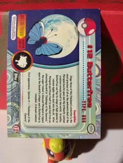 BUTTERFREE #12 - Black Logo - TEXTURED HOLO - SERIES 1 TOPPS POKEMON CARD - NM - Image 2