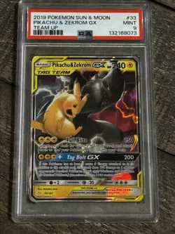 Pokemon Sun & Moon Team Up PIKACHU & ZEKROM GX 33/181 PSA 9 Mint 33 2019 - Image 1