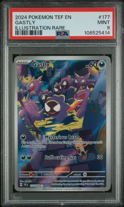 POKEMON 2024 TEMPORAL FORCES GASTLY ILLUSTRATION RARE 177 PSA 9 - Image 1