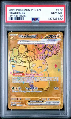 2025 POKEMON PRE EN-PRISMATIC EVOLUTIONS HYPER RARE #179 PIKACHU EX PSA 10 - Image 1