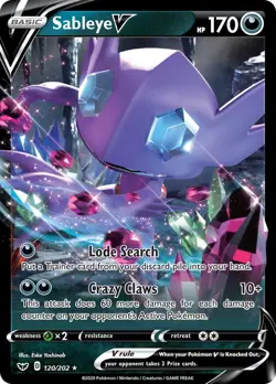 Sableye V 120/202 Ultra Rare Holo SWSH01: Sword & Shield Base Set Pokemon Card - Image 1