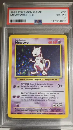 1999 Pokemon Base Set (MEWTWO HOLO) GRADED PSA-8 CARD # 10/102 - Image 4