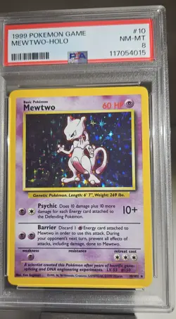 1999 Pokemon Base Set (MEWTWO HOLO) GRADED PSA-8 CARD # 10/102 - Image 5