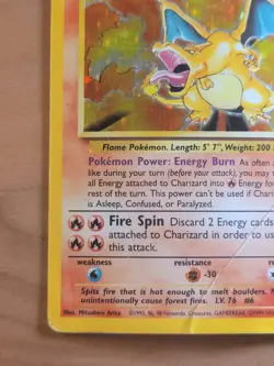 Pokemon Base Set Charizard Holo Rare Card 4/102 1999 - Image 5