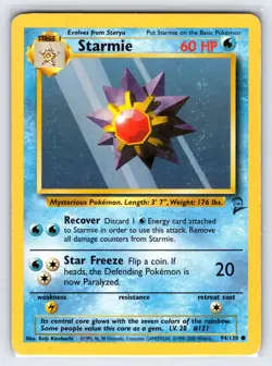 Starmie 94/130 2000 Base Set 2 Pokemon Card Vintage WOTC Common Vintage - Mp - Image 1