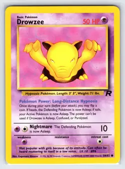 Drowzee 54/82 2000 Team Rocket Pokemon Card Vintage WOTC Common - Vlp - Image 1