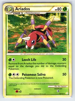 Ariados 15/123 2010 HeartGold SoulSilver Pokemon Card Non Holo Rare - Lp - Image 1