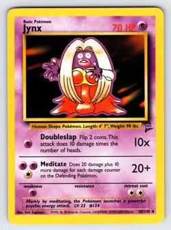 Jynx 45/130 Base Set 2 Pokemon Card TCG Vintage WOTC Nintendo Uncommon - VLP - Image 1