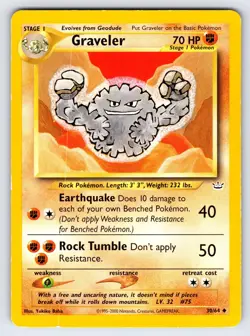 Graveler 30/64 Neo Revelation Pokemon Card TCG Vintage WOTC Uncommon - Lp - Image 1