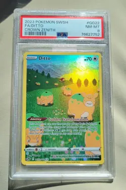 2023 POKEMON SWORD & SHIELD CROWN ZENITH #GG22 FULL ART/DITTO PSA 8 - Image 1