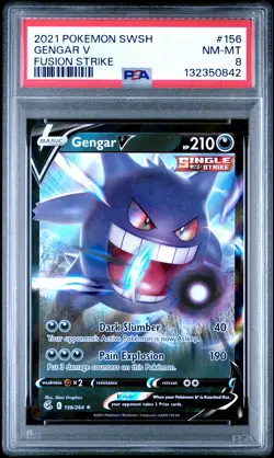 2021 POKEMON SWORD & SHIELD FUSION STRIKE #156 GENGAR V PSA 8 - Image 1