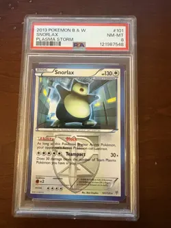 2013 POKEMON B&W PLASMA STORM #101 SNORLAX PSA 8 - Image 1
