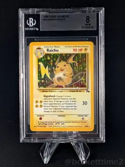 1999 POKEMON Fossil Unlimited Raichu Holo BGS 8 #14/62 - Image 1